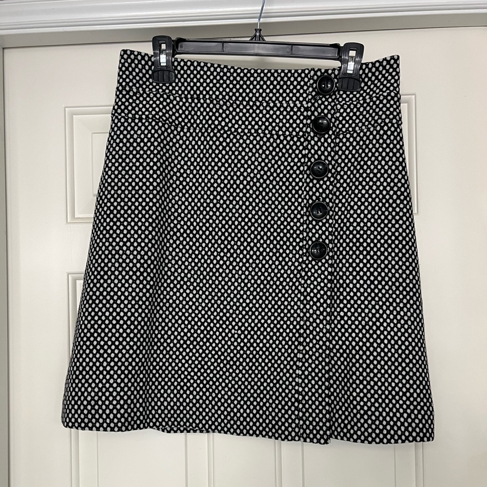 Vintage Talbots Black &‎ White Wool Wrap Skirt Academia Preppy